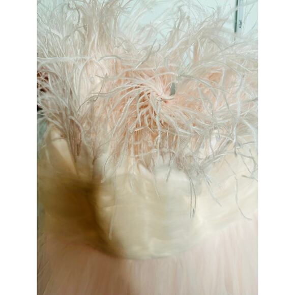 NWT MAC DUGGAL 20557 Pink Ombre Strapless Tulle Base Feather Bodice Gown Size 14 - Picture 8 of 16